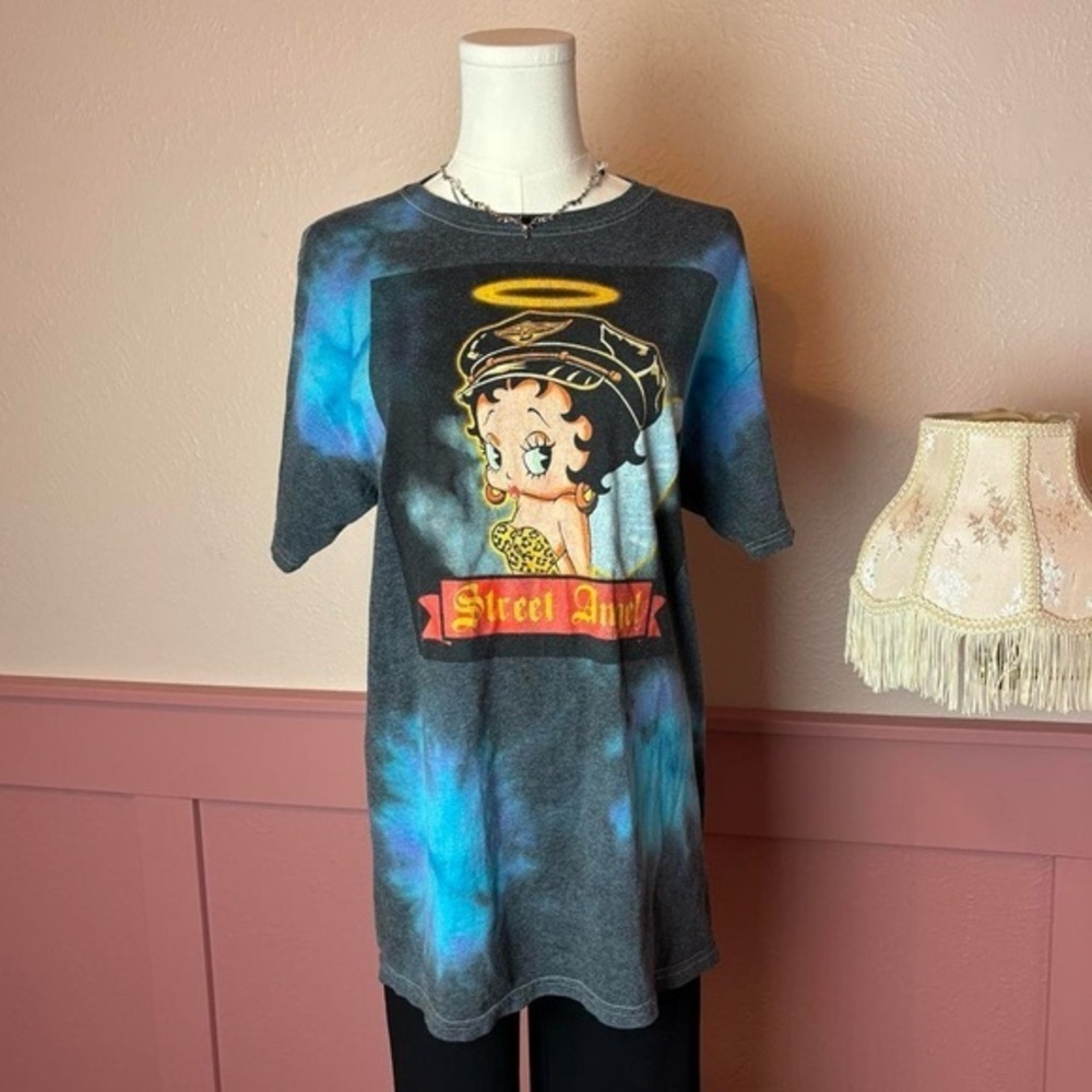 betty boop y2k street angel tshirt sz small oversized streetwear tie dye